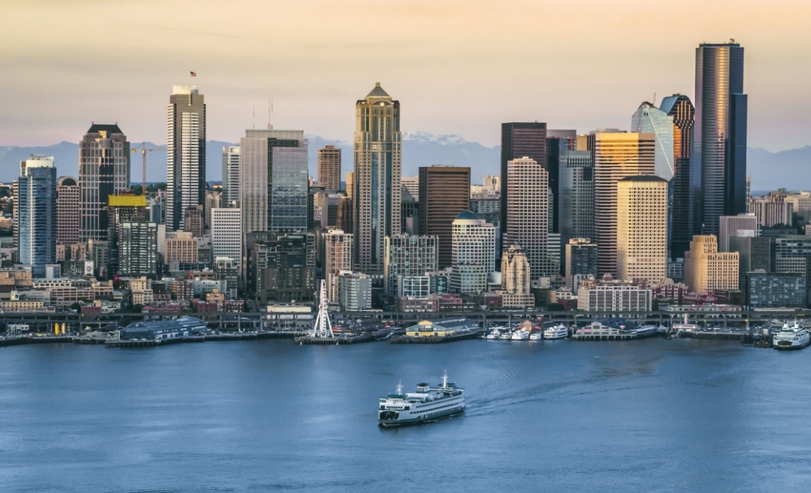Seattle cityscape with water in the forefront